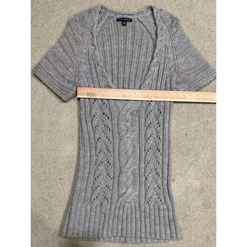 Banana Republic Alpaca Mix Cable Knit Sweater Dress Womens S V Neck Short Sleeve